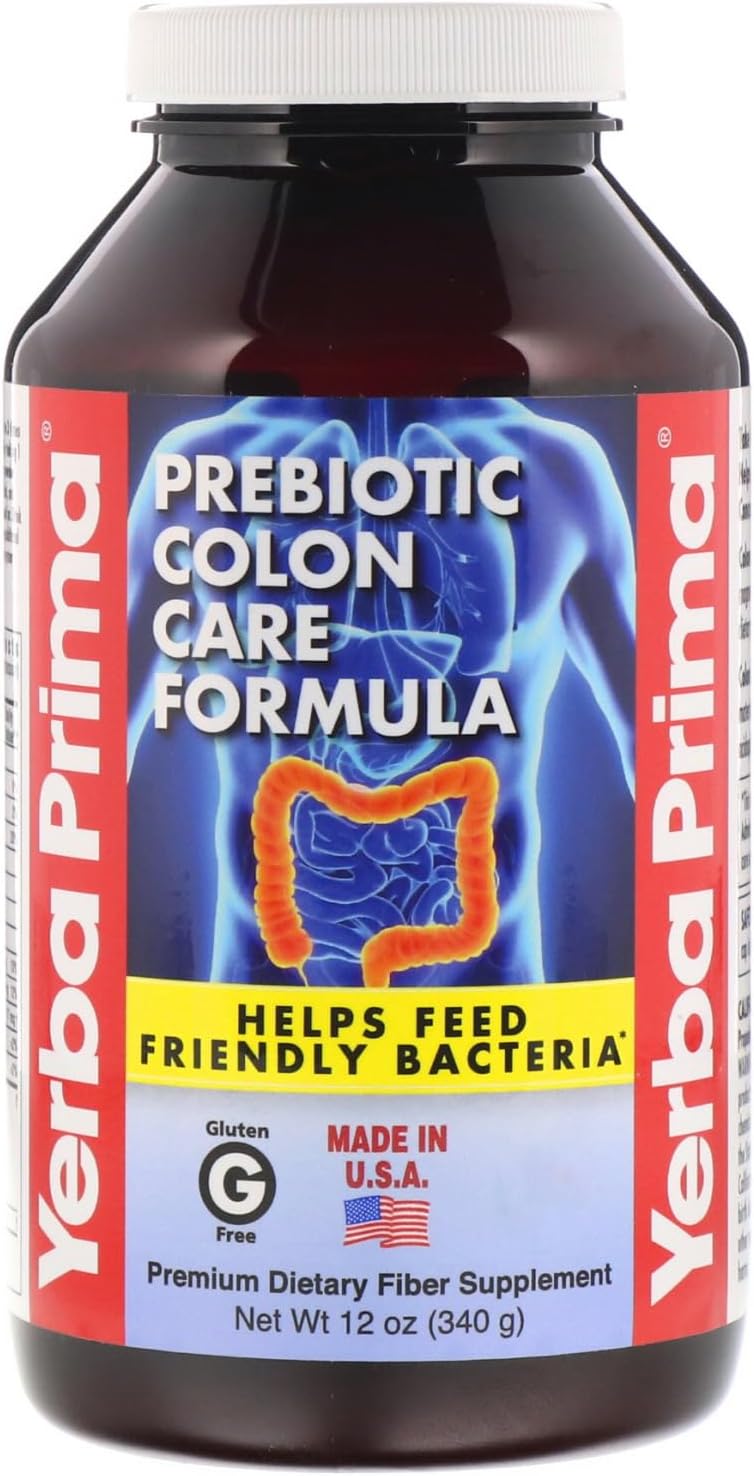Yerba Prima Prebiotic Colon Care Formula Powder, 12 Ounce – Premium Dietary Fiber Supplement, Gluten