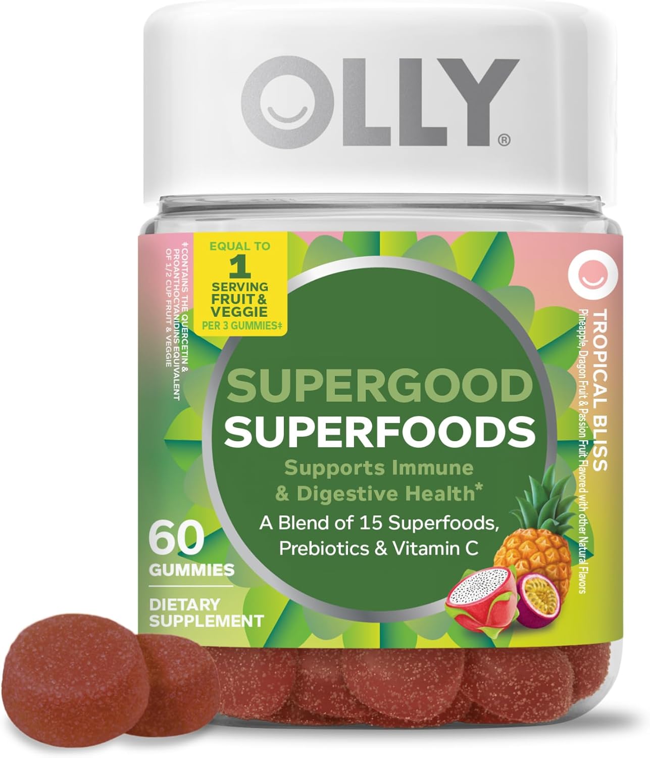 OLLY Supergood Superfoods, Supports Immune & Digestive Health* – 60 Count