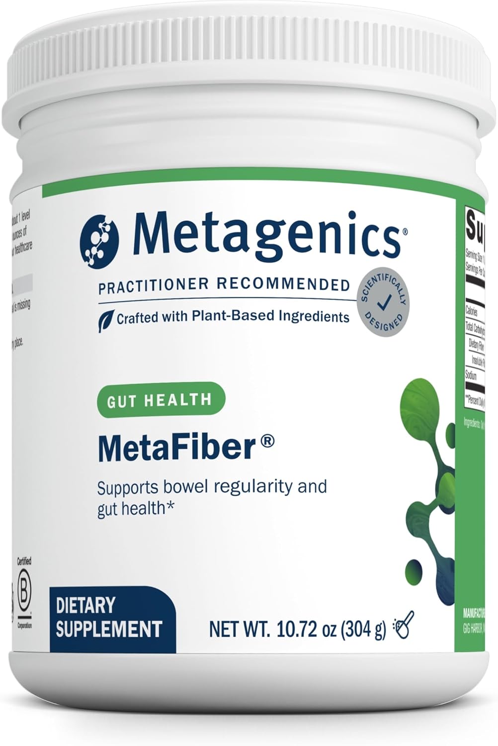 Metagenics MetaFiber, 6 g Dietary Fiber Blend Powder, 10.72 oz