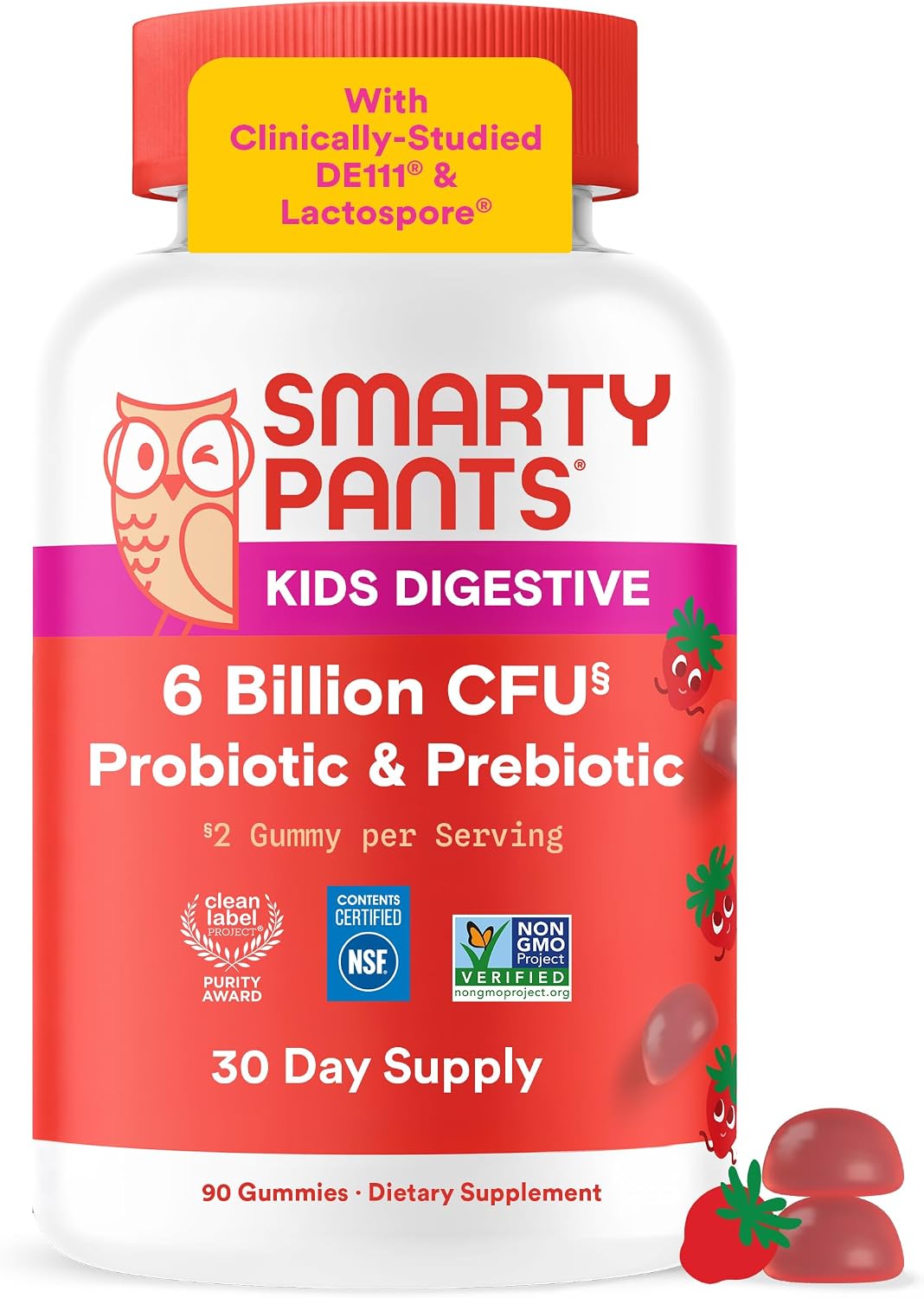 SmartyPants Kids Probiotic & Prebiotic Gummies for Digestive Health: Gut Health Supplement, Clinically