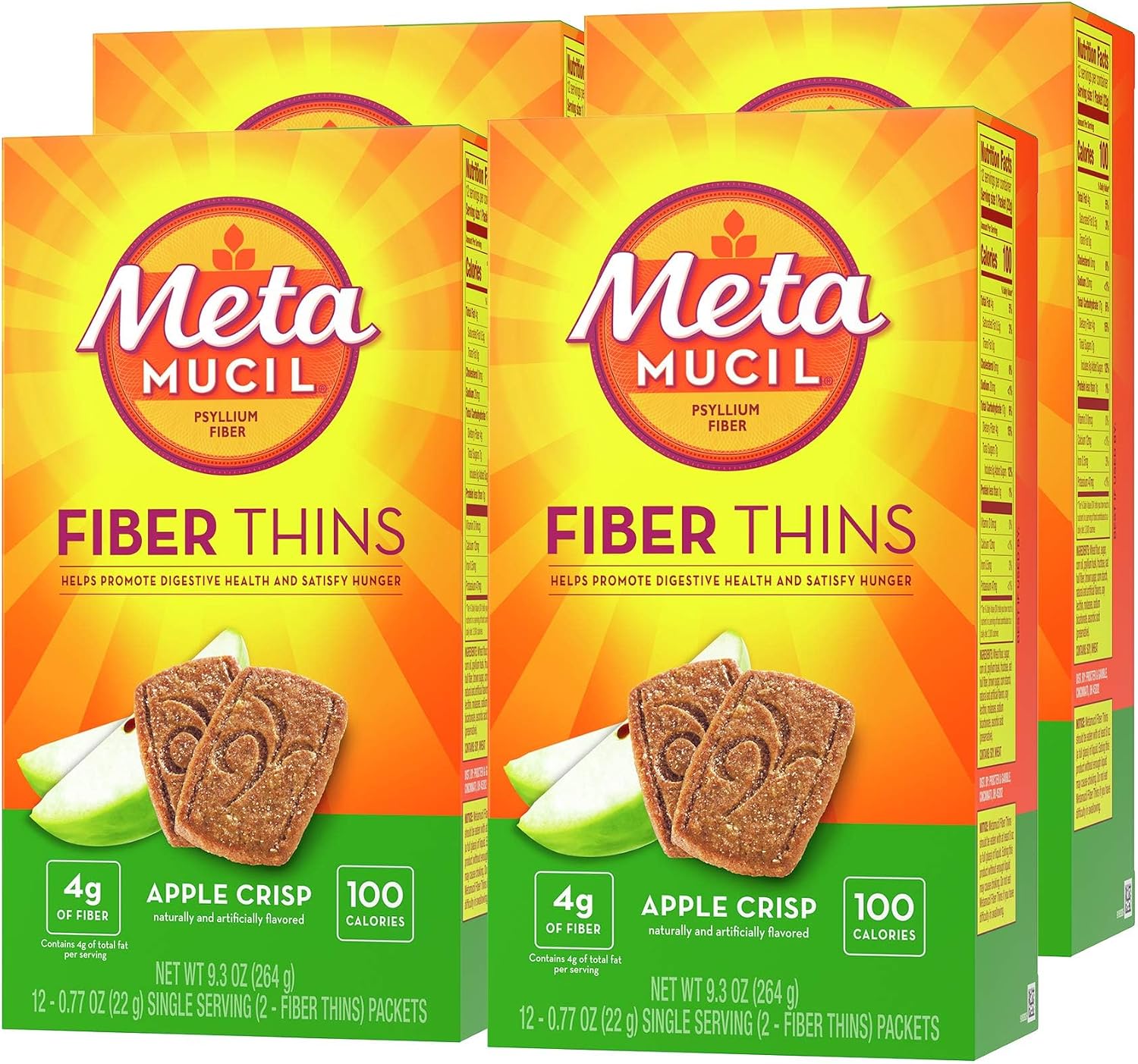 Metamucil, Fiber Thins, Daily Psyllium Husk Fiber Supplement, Supports Digestive Health and Satisfies