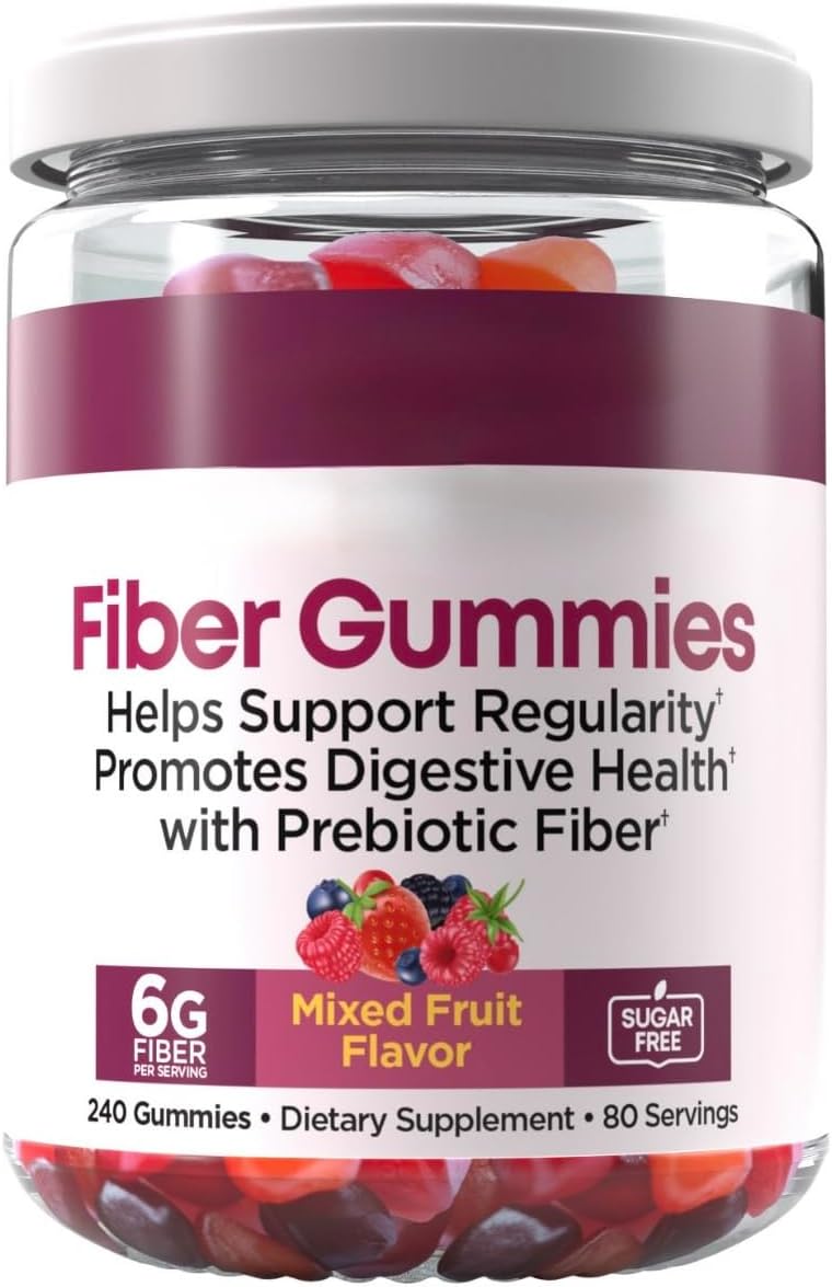County Farmer Fiber Gummies with Prebiotic, Mixed Fruit Flavor, Sugar-Free, 6G Fiber per Serving, 240