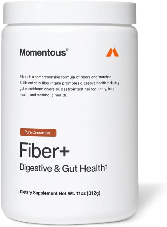 Momentous Fiber+, Psyllium Husk Powder, Multi-Source Blend, Pure Cinnamon
