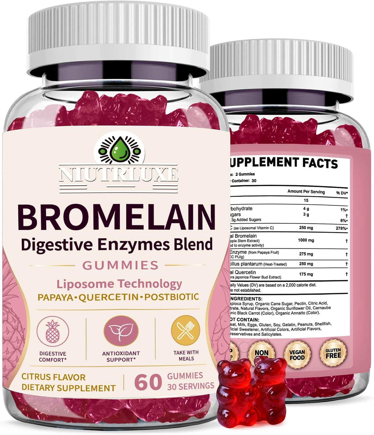 Liposomal Bromelain Gummies for Women with Papaya & Quercetin