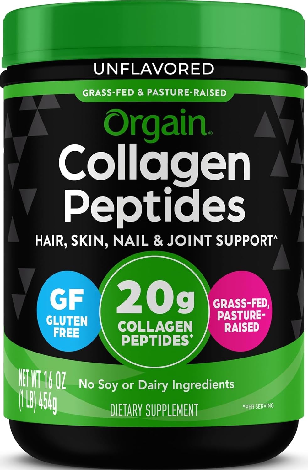Orgain Hydrolyzed Collagen Peptides Powder For Women & Men, 20g Grass Fed Collagen, Unflavored –