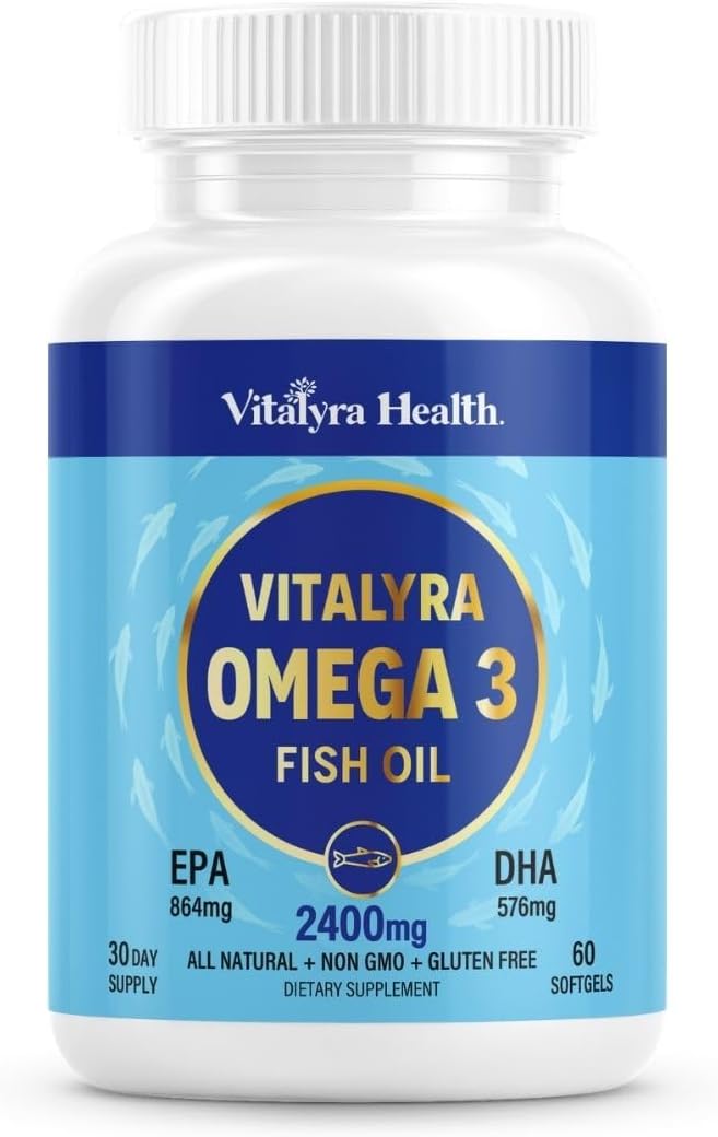 Vitalyra Omega 3 Fish Oil 2400mg – 864mg EPA & 576mg DHA, Heart Health