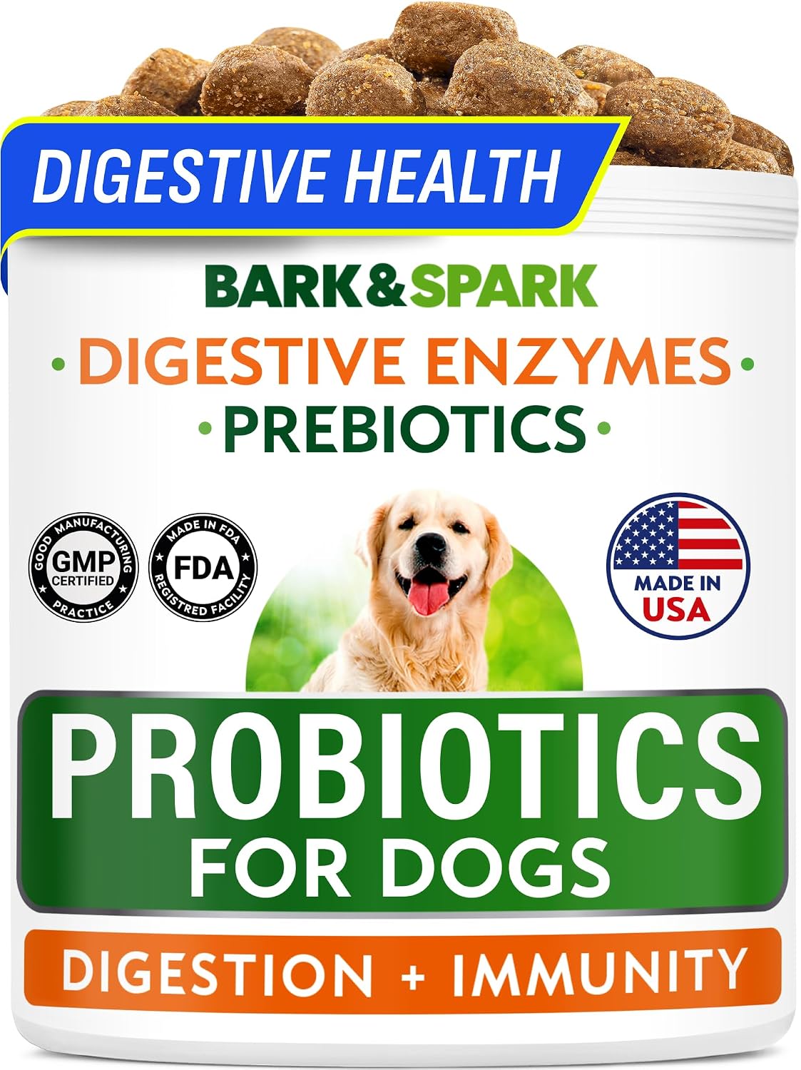 BARK&SPARK Probiotics for Dogs – Digestive Health Supplement Chews