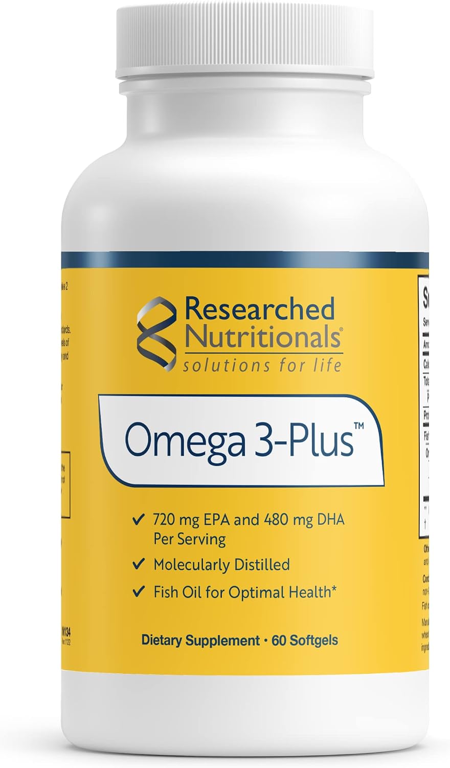 Researched Nutritionals Omega-3 Plus – Fish Oil Supplements for Heart Health, Brain & Immune