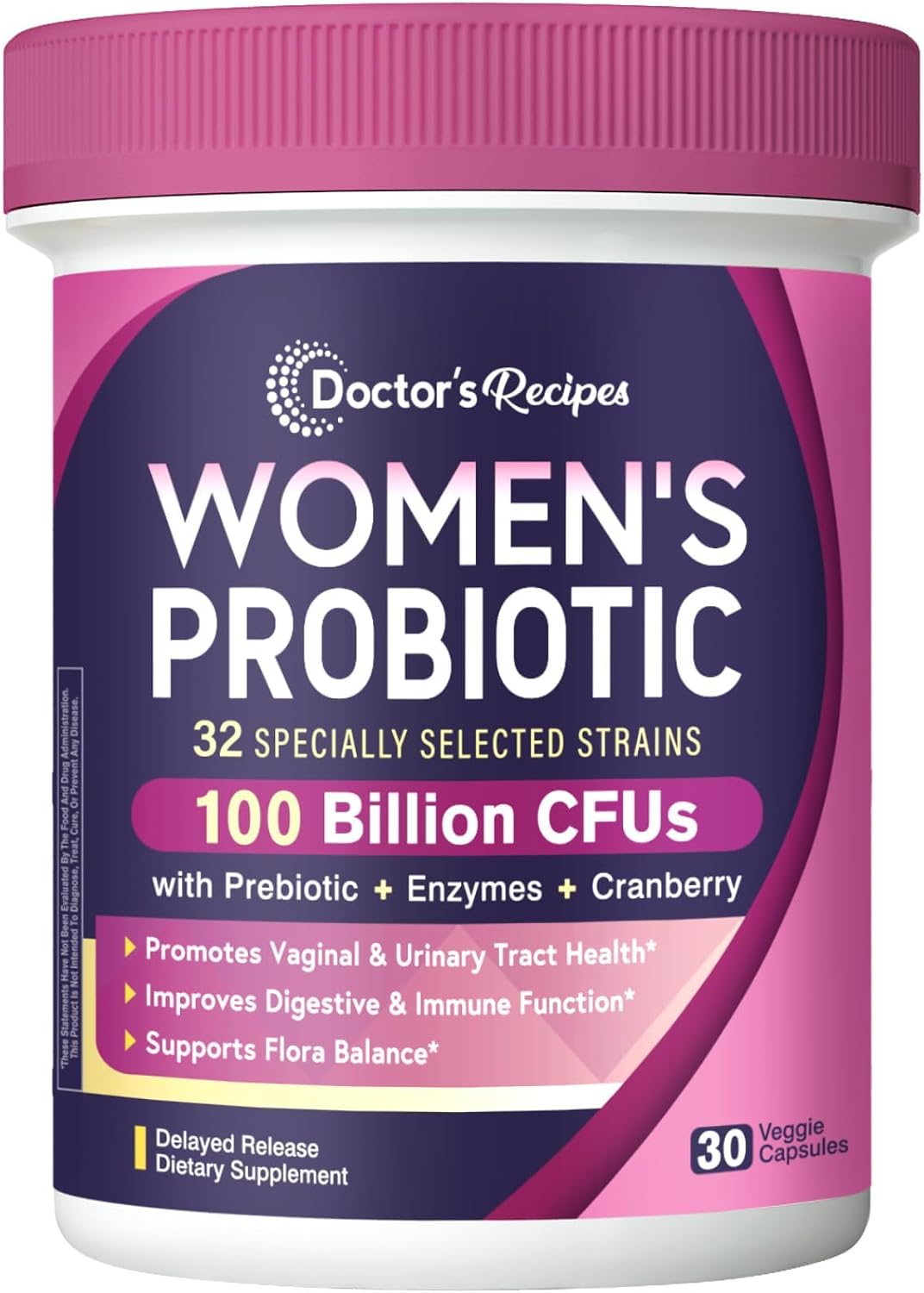 Doctor’s Recipes Probiotics for Women, 100 Billion CFU 32 Strains, 30 Caps