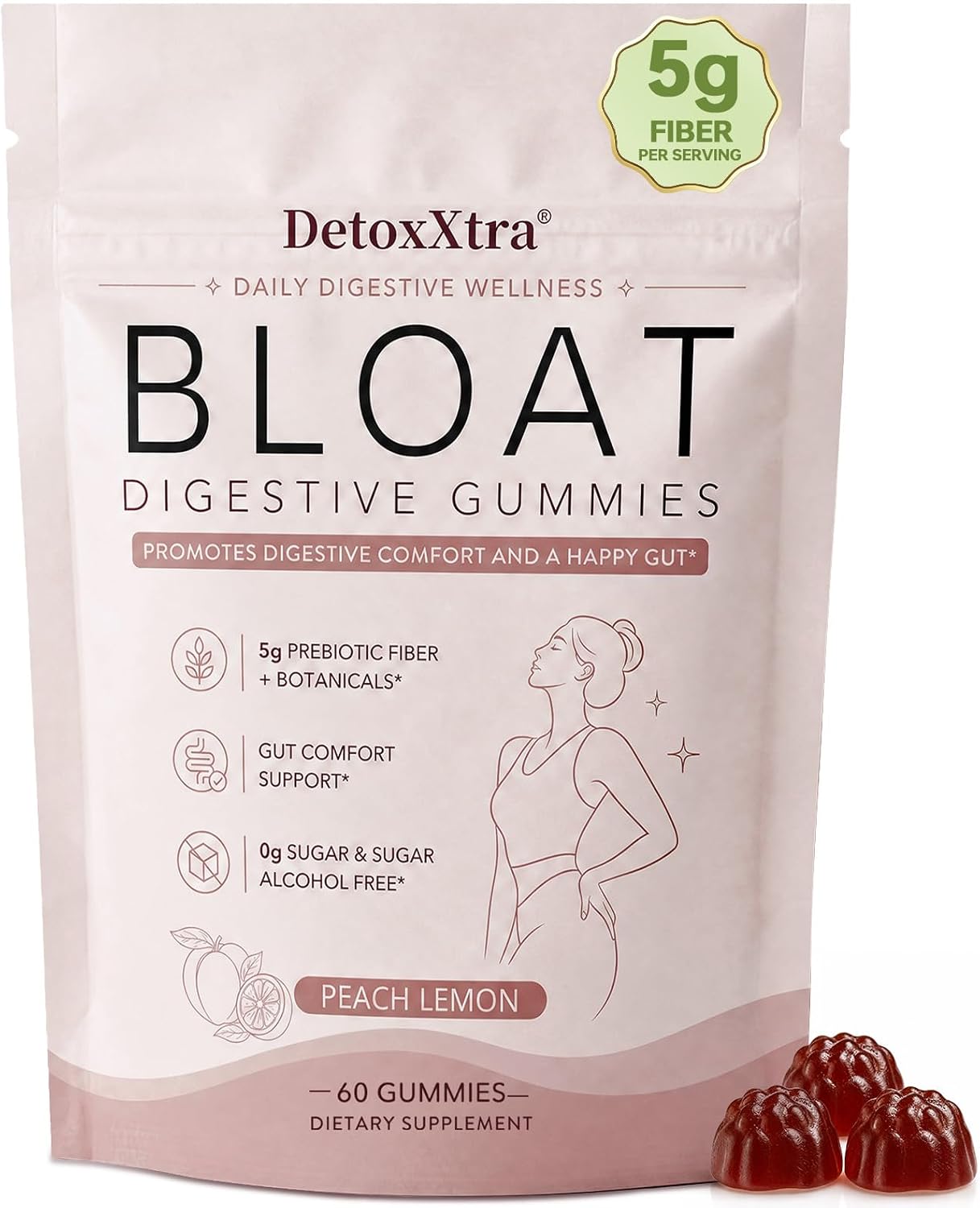 Bloat Gummies -Digestive Comfort & Gut Health Support-Prebiotic Fiber & Postbiotic Debloat
