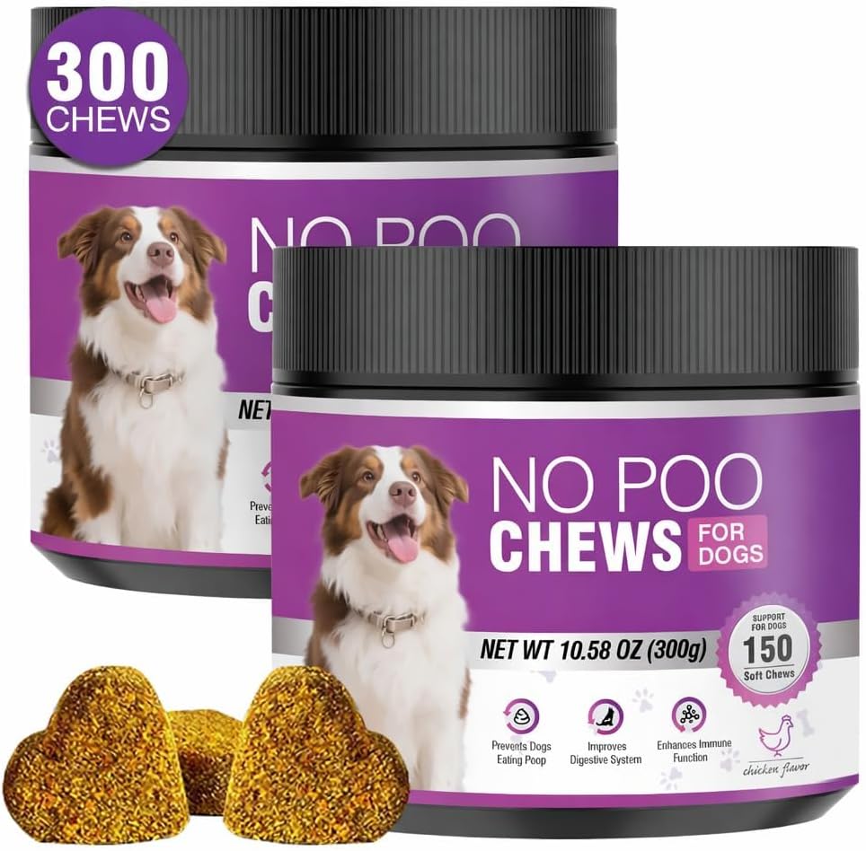300 Chews No Poo Chews-No Poop Eating Deterrent for Dog-Coprophagia Deterrent for Dogs-Prevent Stop Dogs