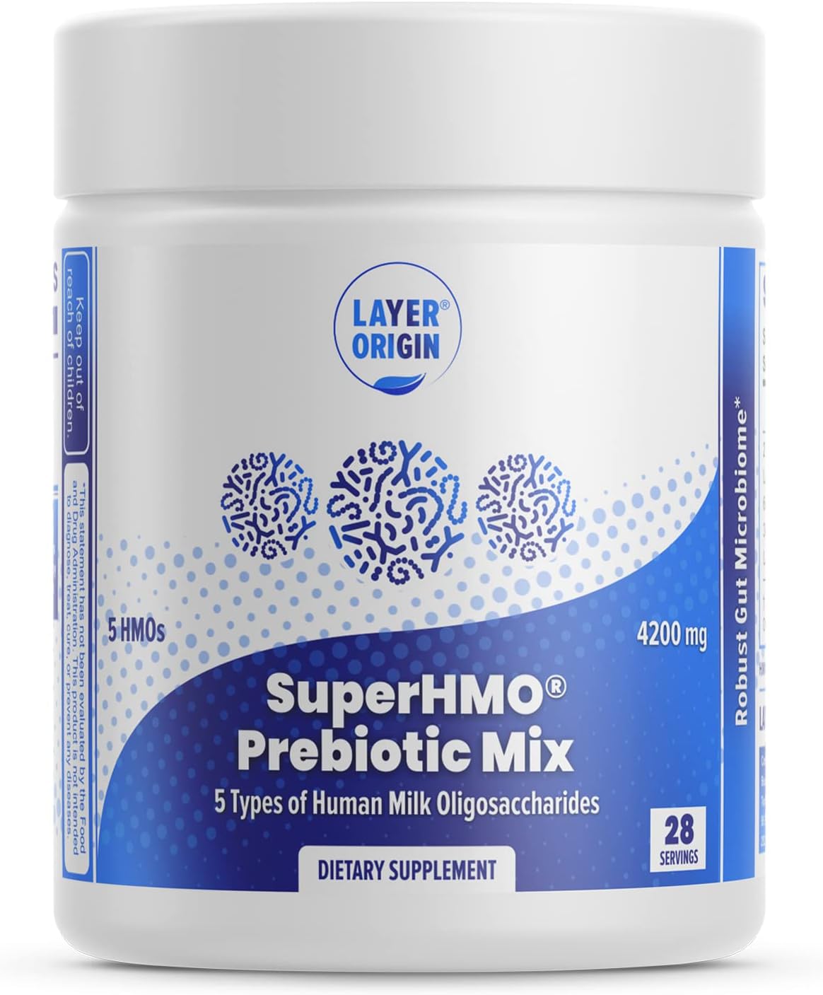 SuperHMO Prebiotic Mix with 5-HMO Prebiotic Fiber for Gut, Digestion, Brain Health – Powder, 28