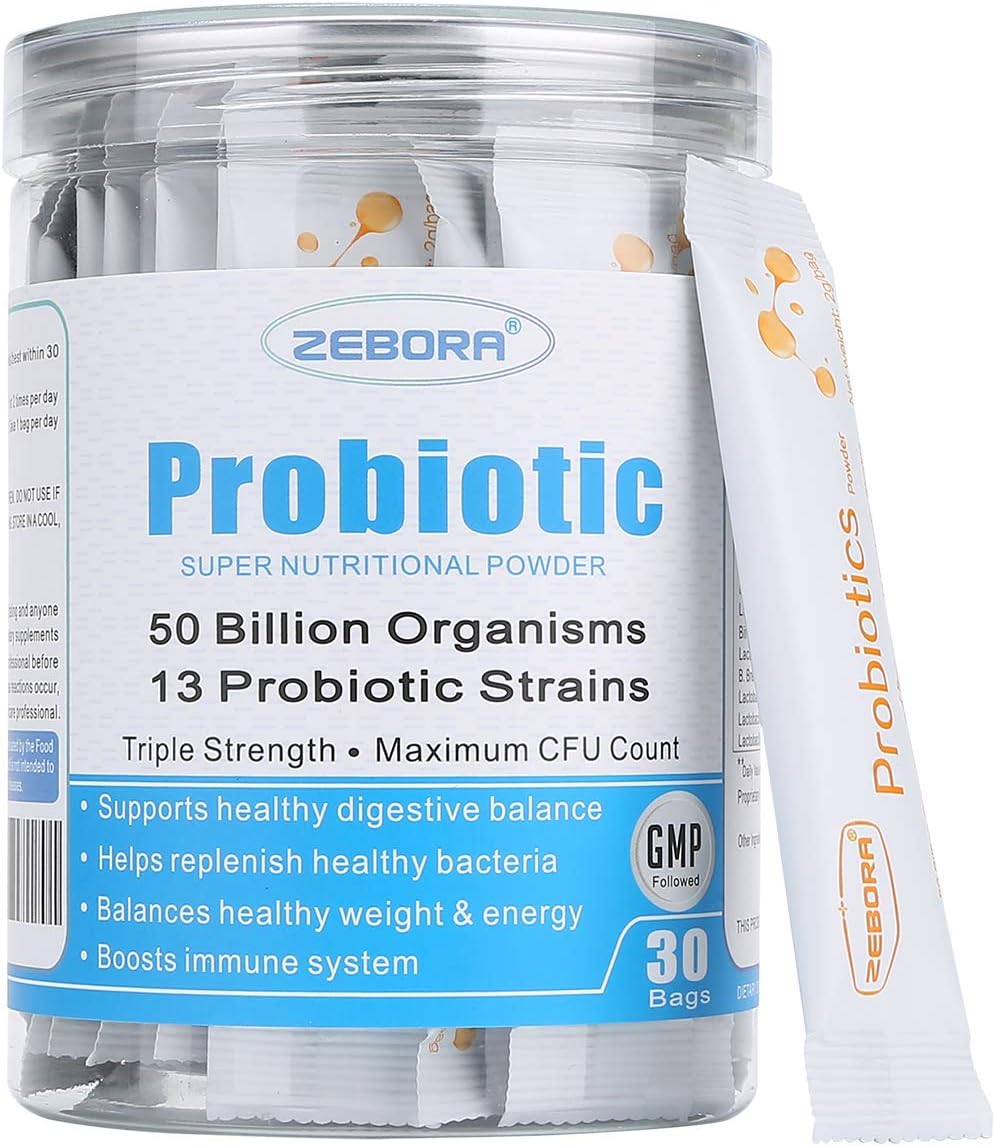 ZEBORA Probiotic Powder for Women and Kids, 30 Single-Serve Packets
