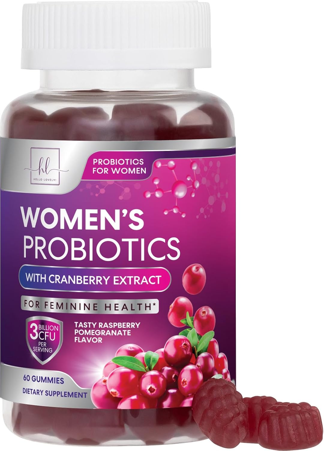 Probiotics for Women Gummies with Cranberry – 6 Premium Strains for PH Balance – Women Probiotics