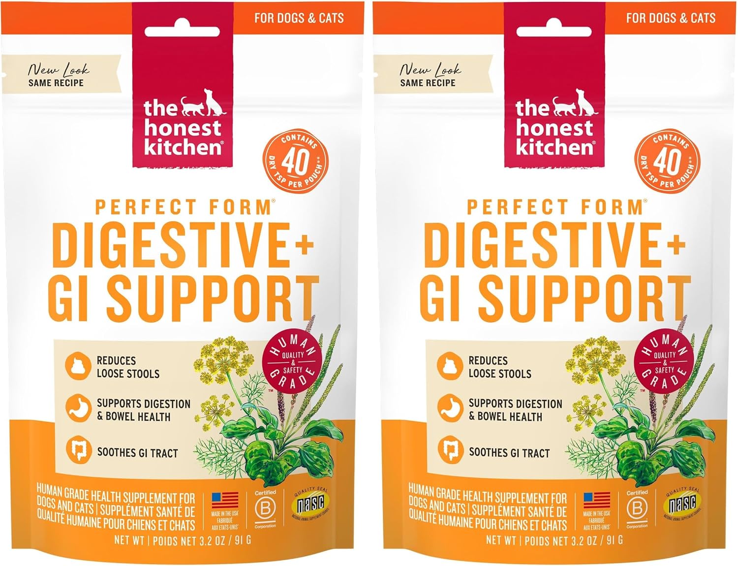 The Honest Kitchen Human Grade Perfect Form Herbal Digestive Supplement for Dogs & Cats, 3.2 Ounces,