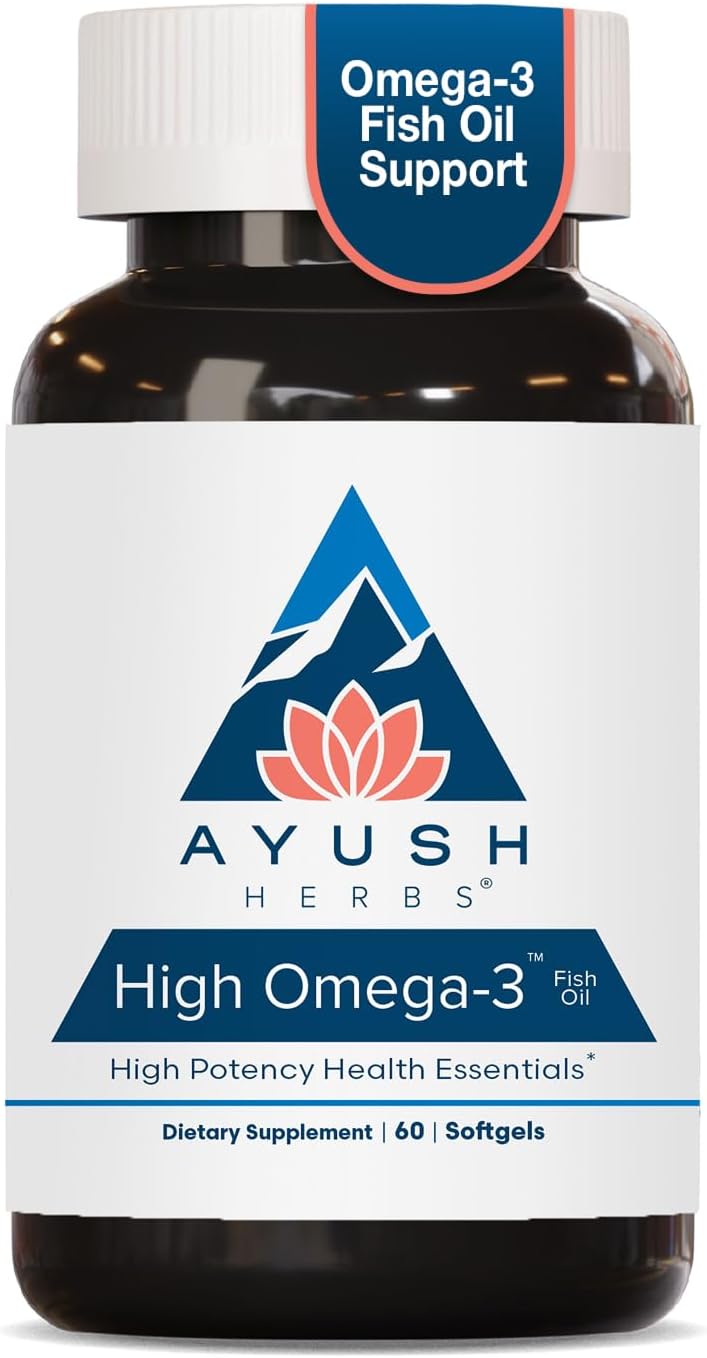 Ayush Herbs High Omega 3, 1000mg Per Capsule, Lemon Flavor, 60 Servings