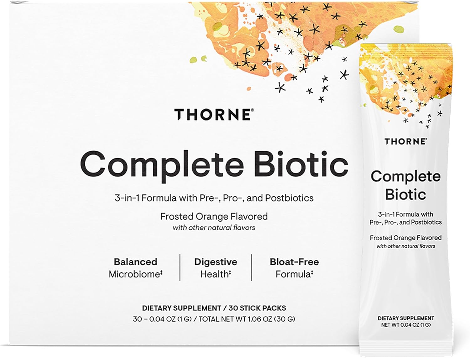 THORNE Complete Biotic, Prebiotic, Probiotic & Postbiotic, 30 Stick Packs