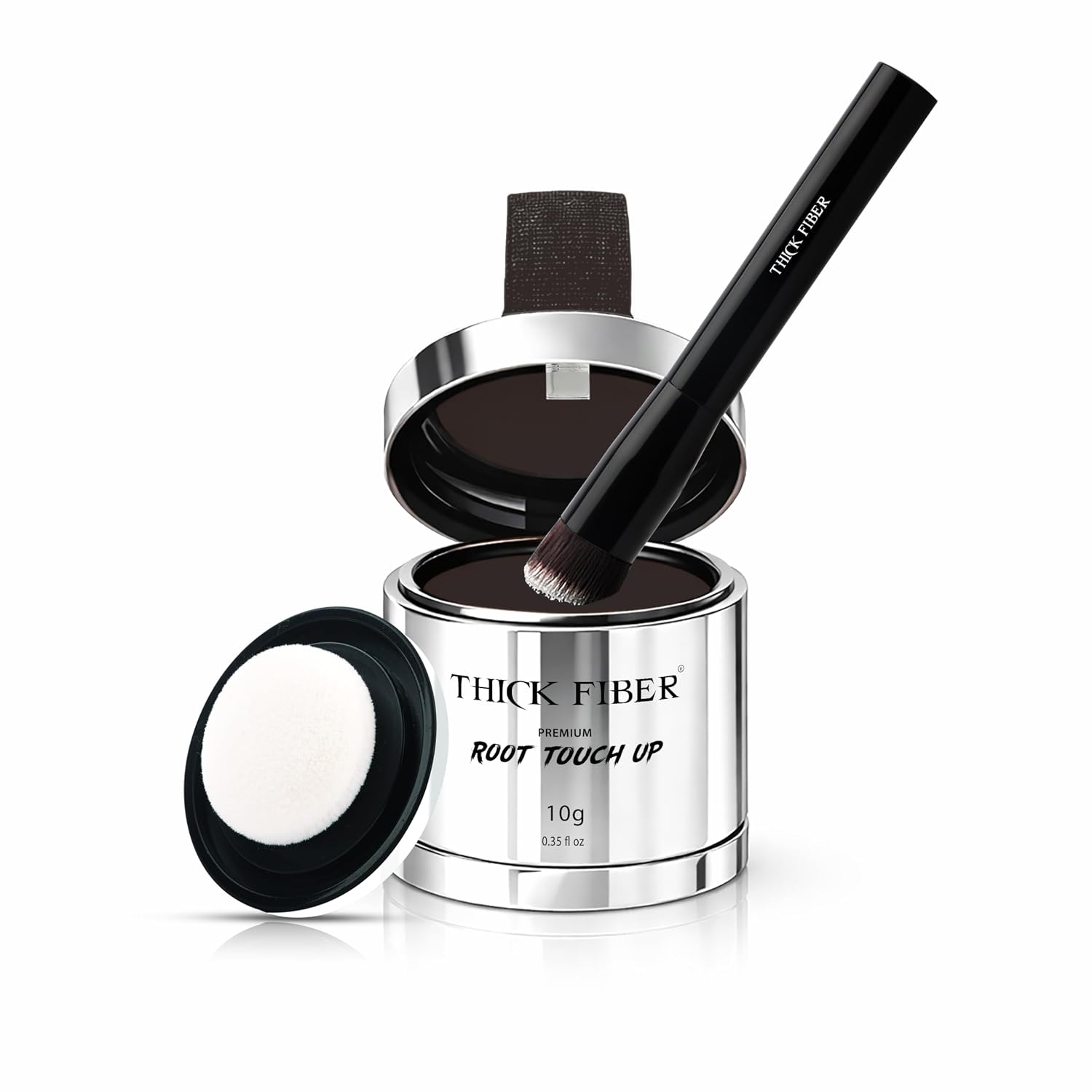 THICK FIBER Root Touch Up & Hairline Powder with Brush (Dark Brown) 10g