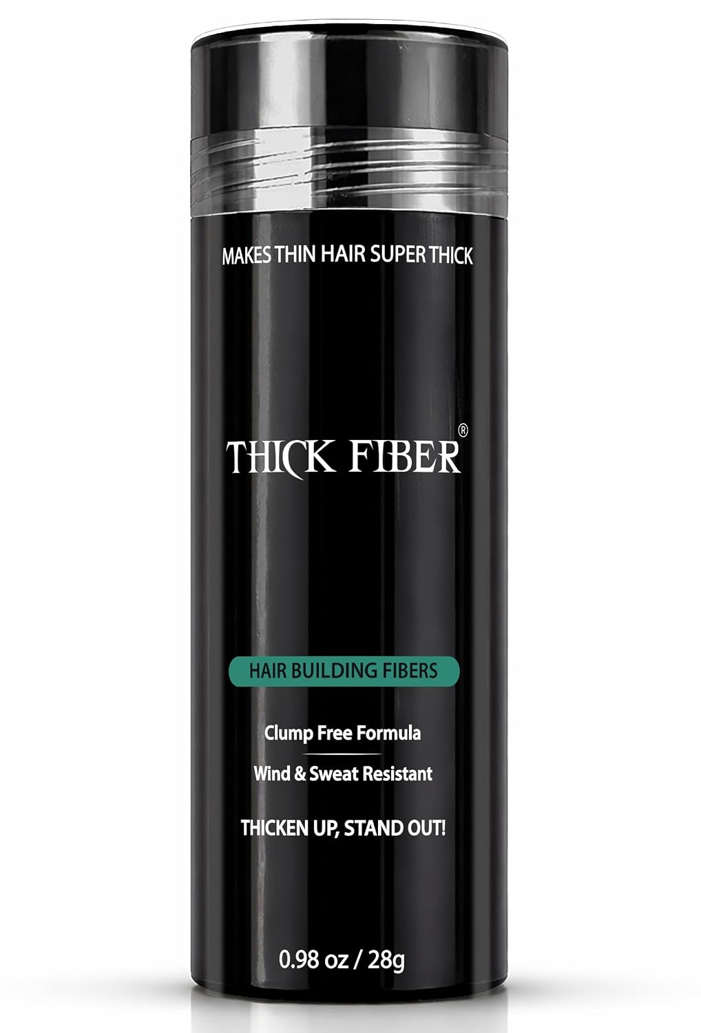 THICK FIBER Hair Fibers for Women & Men with Thinning Hair, (Black), 28g, Hair Loss Concealer, Covers