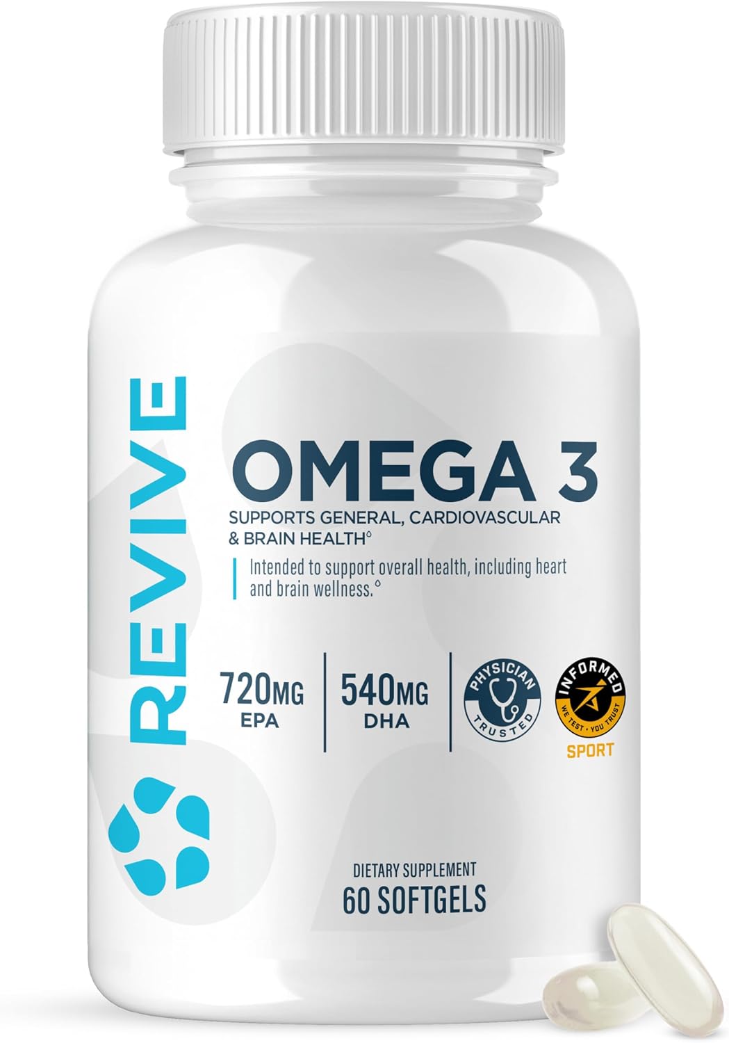 Revive MD Omega 3 Fish Oil Supplements for Men & Women – Softgels with EPA & DHA Fatty Acids