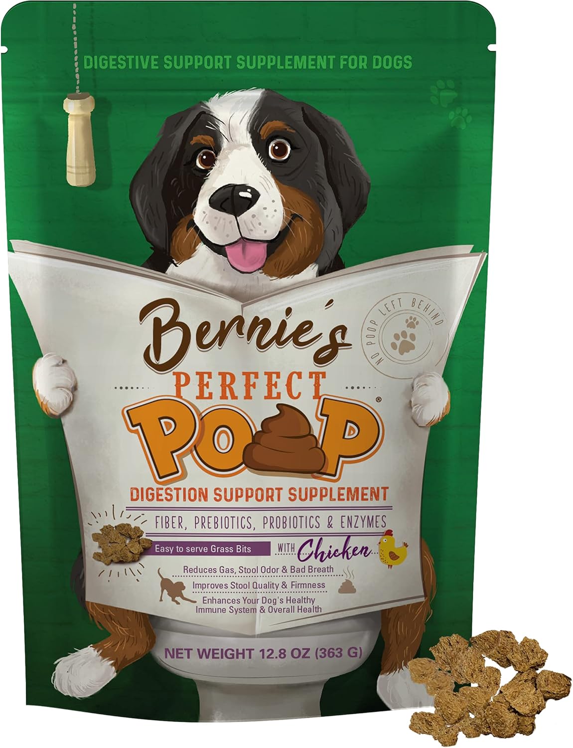 Bernie’s Perfect Poop 4-in-1 Dog Digestion Supplement, Chicken, 12.8 oz