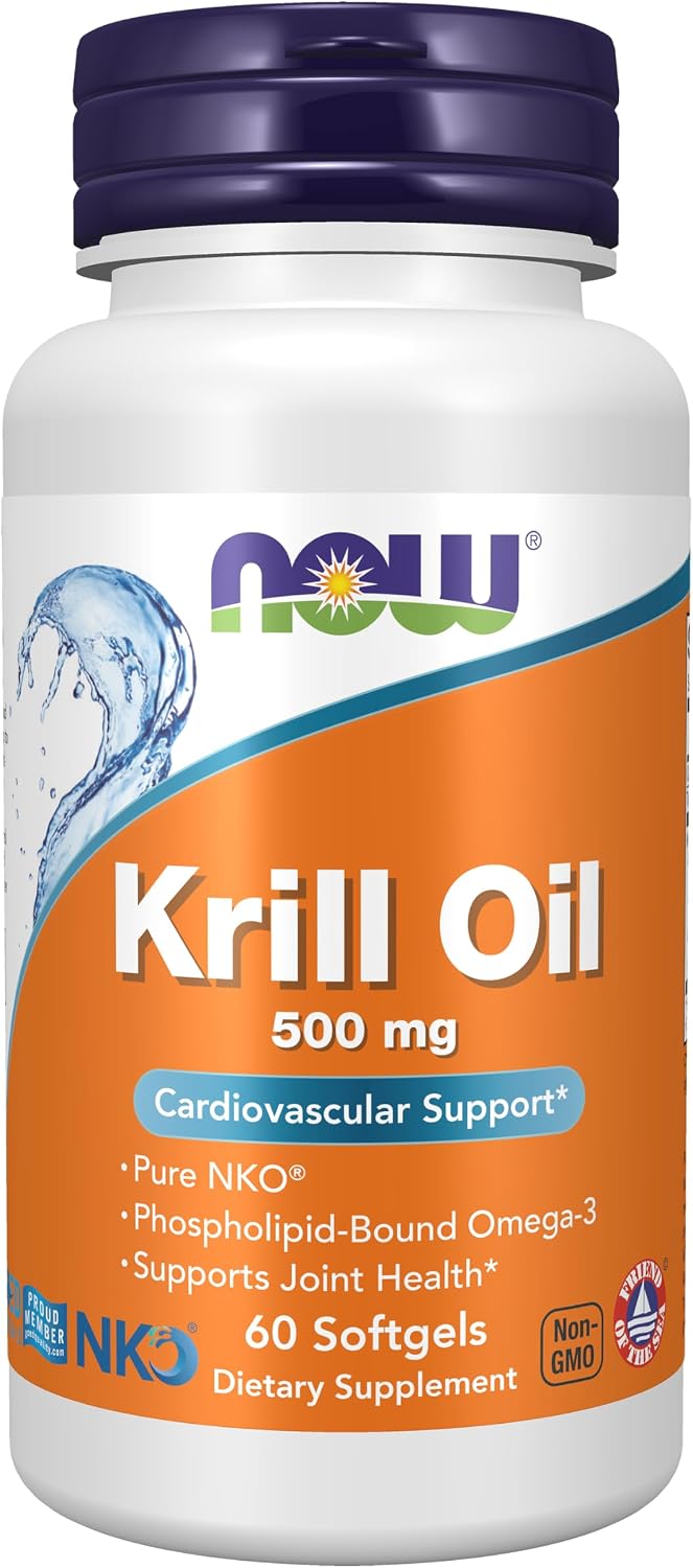 NOW Supplements, Krill Oil 500 mg, Phospholipid-Bound Omega-3, 60 Softgels