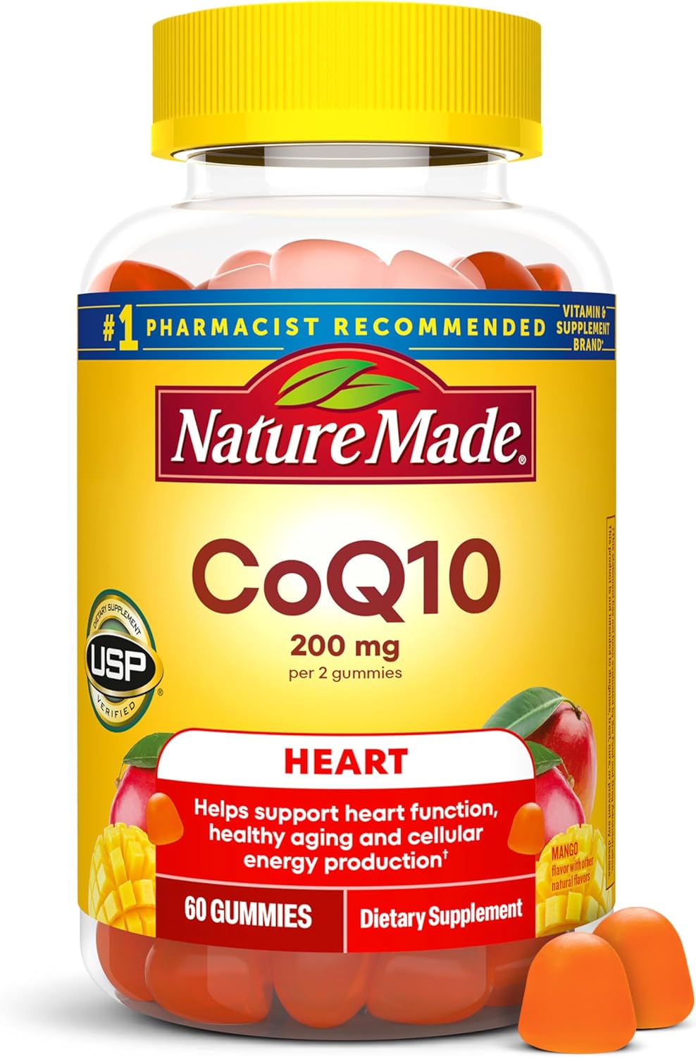 Nature Made CoQ10 200 mg per Serving Gummies for Heart Support, 60 Count