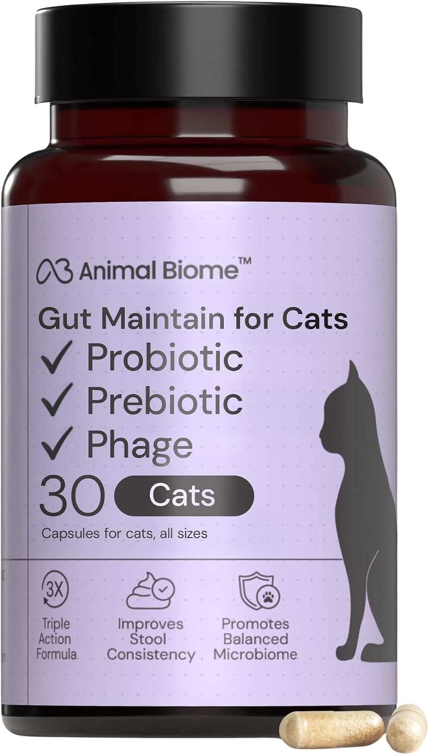 Animal Biome Cat Pre and Probiotic, S Boulardii, Gut Maintain, 30 Capsules