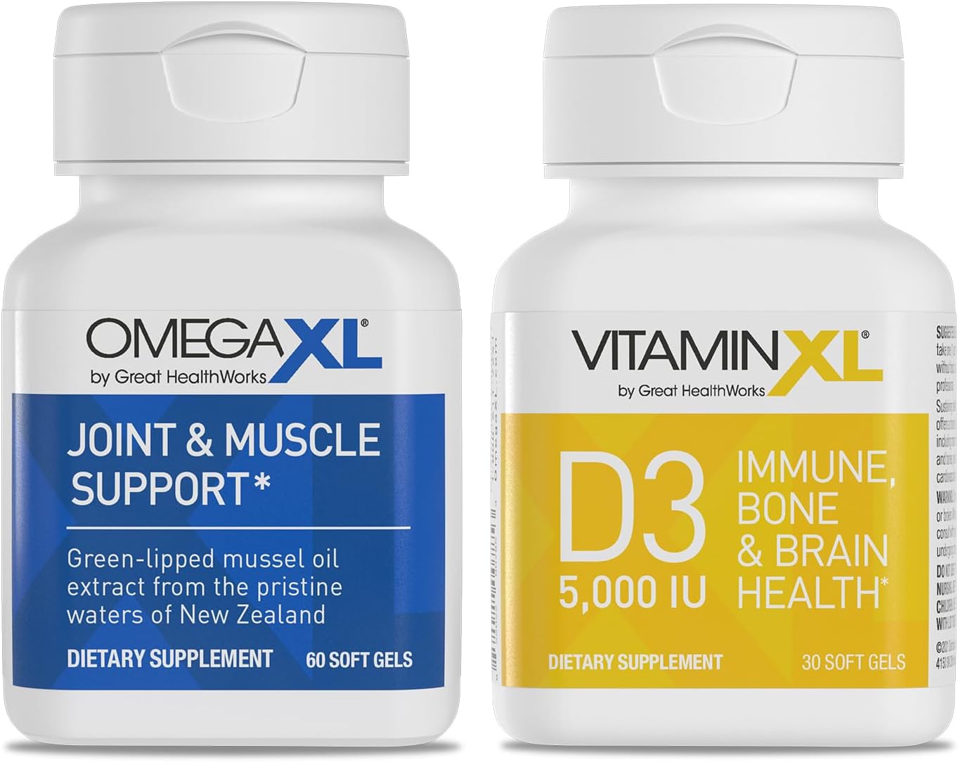 OmegaXL Joint Support 60 Soft Gels & VitaminXL D3 5000 IU 30 Count