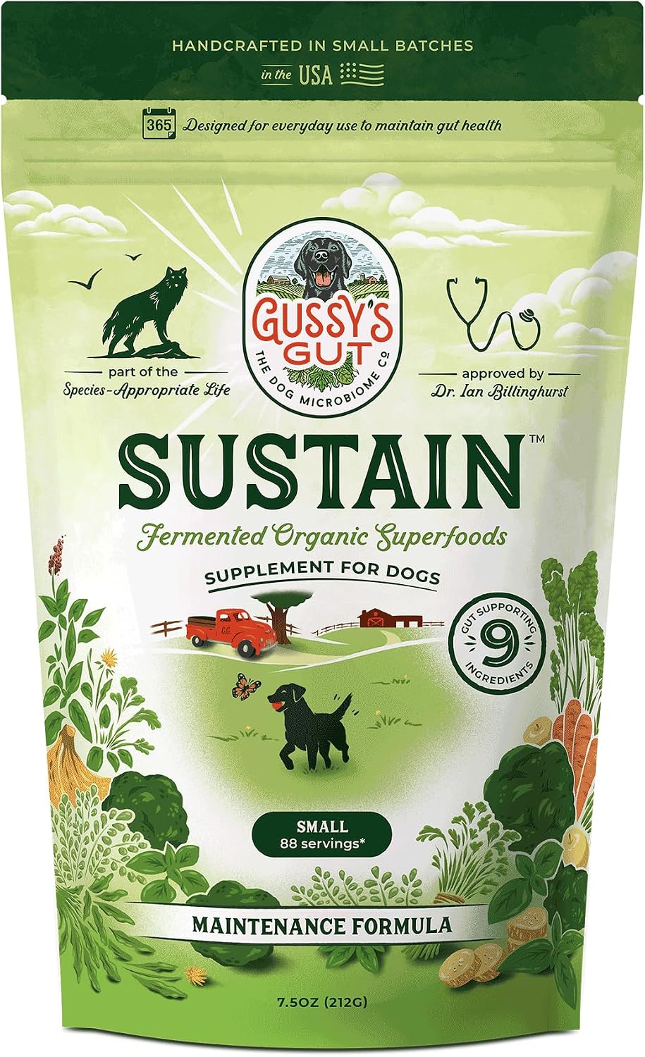 Gussy’s Gut Sustain Bioavailable Fermented Prebiotic Supplement Powder for Dog Gut, Digestive &