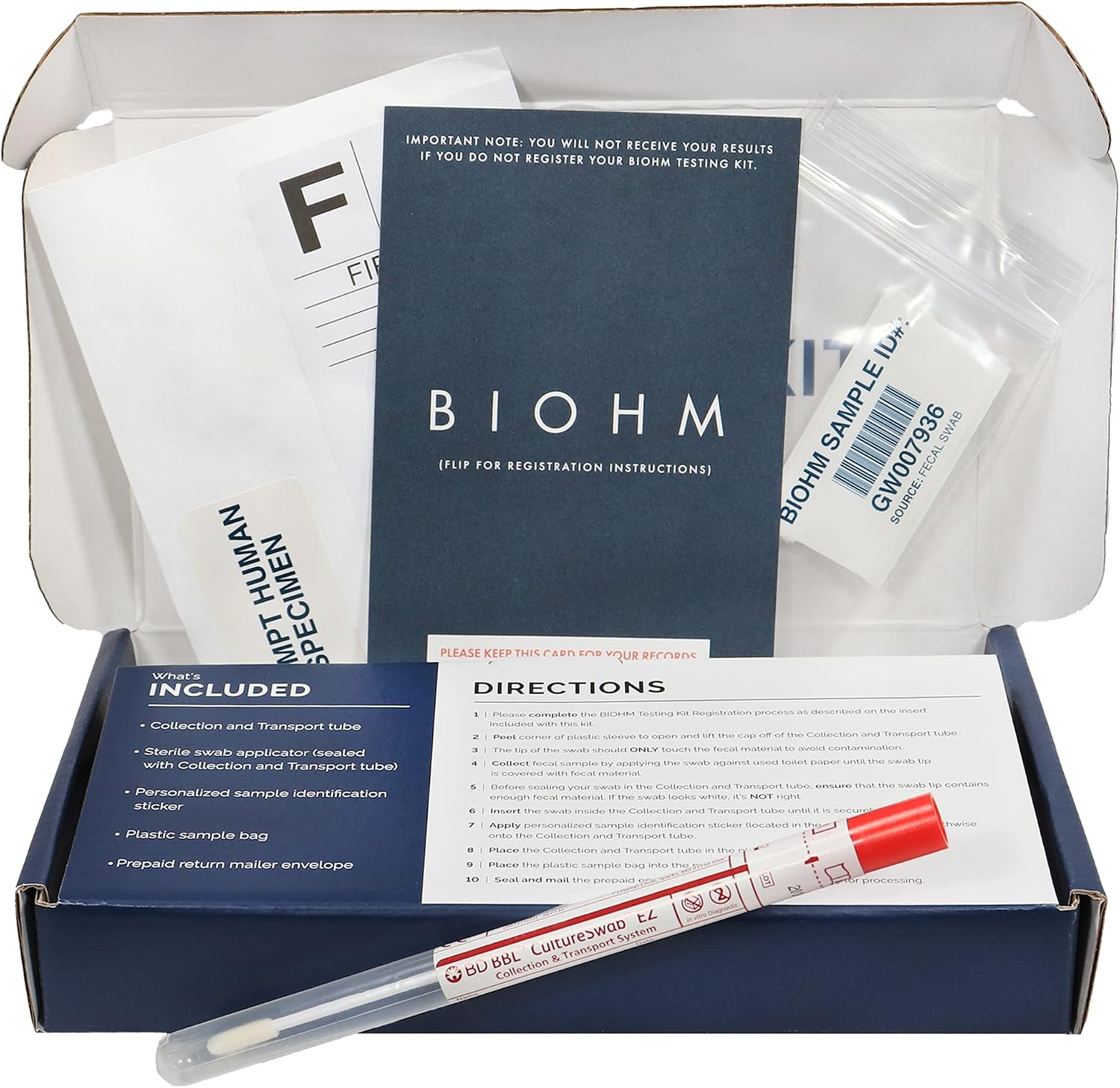 BIOHM Gut Health Test Kit for Microbiome and Digestive Health Analysis, Home Test Kit with Gut Score,