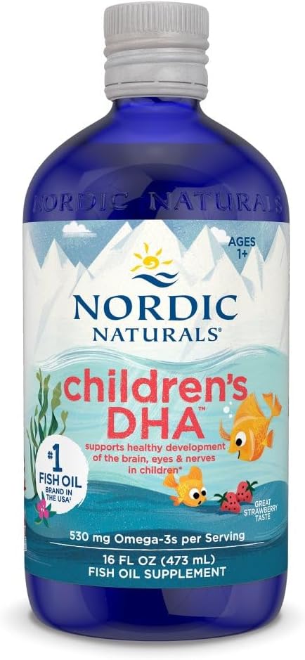Nordic Naturals Children’s DHA, Strawberry – 16 oz for Kids – 530 mg Omega-3 with EPA &