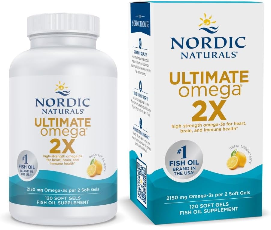 Nordic Naturals Ultimate Omega 2X, 2150mg Fish Oil, Lemon – 120 Count