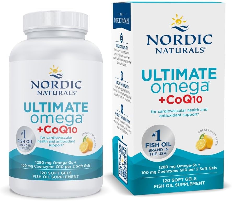 Nordic Naturals Ultimate Omega + CoQ10, Lemon Flavor – 120 Count