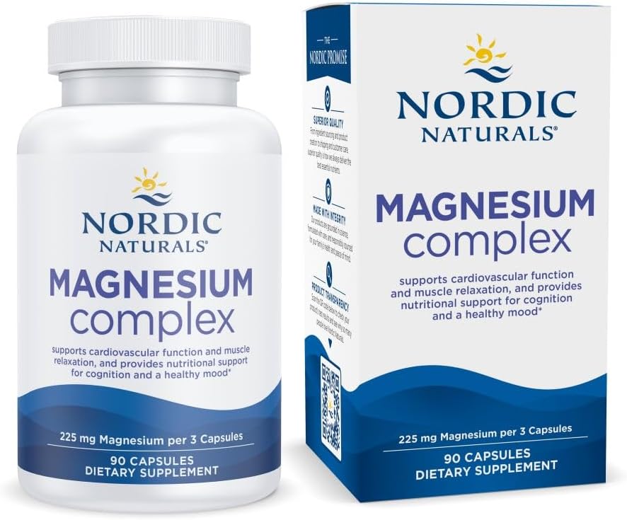 Nordic Naturals Magnesium Complex, 225 mg, Non-GMO, Vegan – 90 Capsules