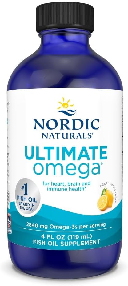 Nordic Naturals Ultimate Omega Liquid, 2840mg Fish Oil, Lemon Flavor – 4oz