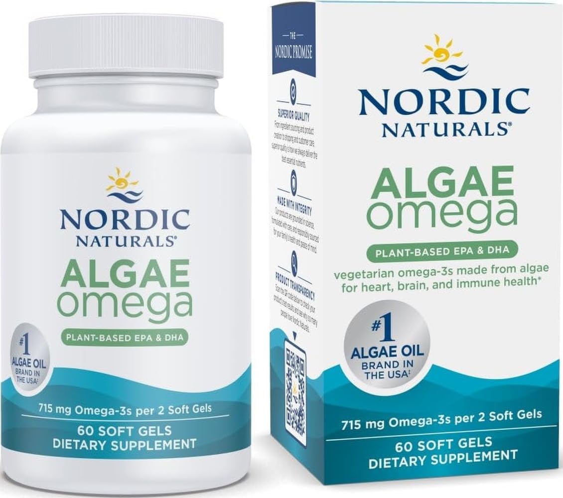 Nordic Naturals Algae Omega, 715mg Vegan EPA+DHA, Plant-Based – 60 Count