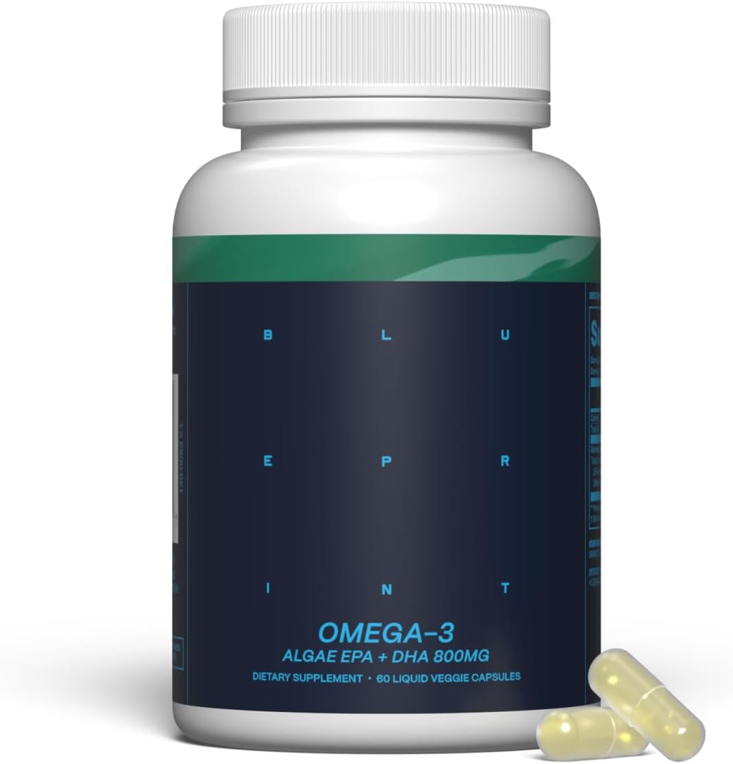 Blueprint Bryan Johnson Omega-3 – Vegan Algae Omega 3 Supplement with EPA/DHA – 800mg Plant-Based