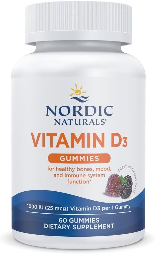 Nordic Naturals Vitamin D3 Gummies, Wild Berry – 60 Gummies – 1000 IU Vitamin D3 –