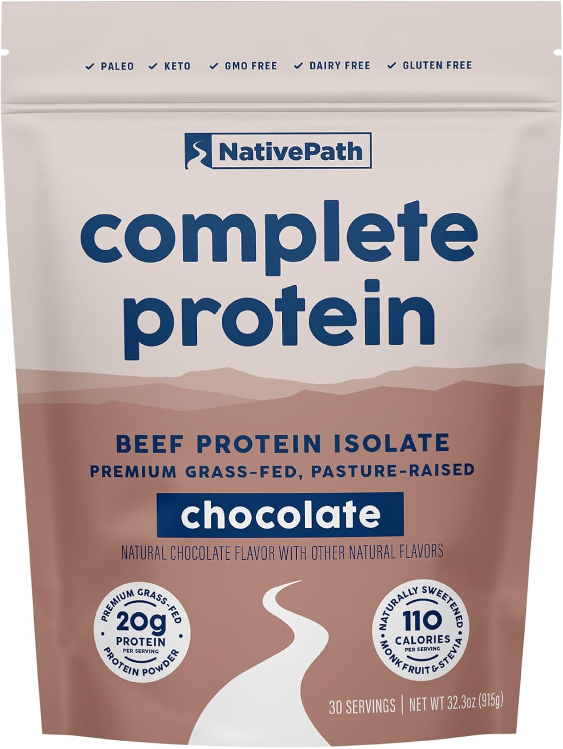 NativePath Complete Protein, 20g Grass-Fed Beef, Chocolate, 30 Servings