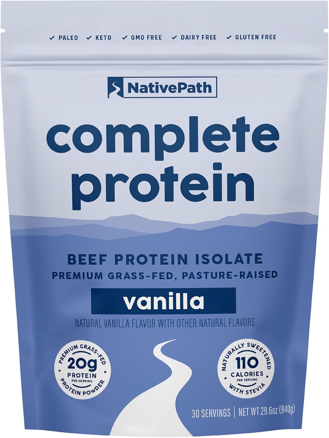 NativePath Complete Protein, 20g Grass-Fed Beef, Vanilla, 30 Servings