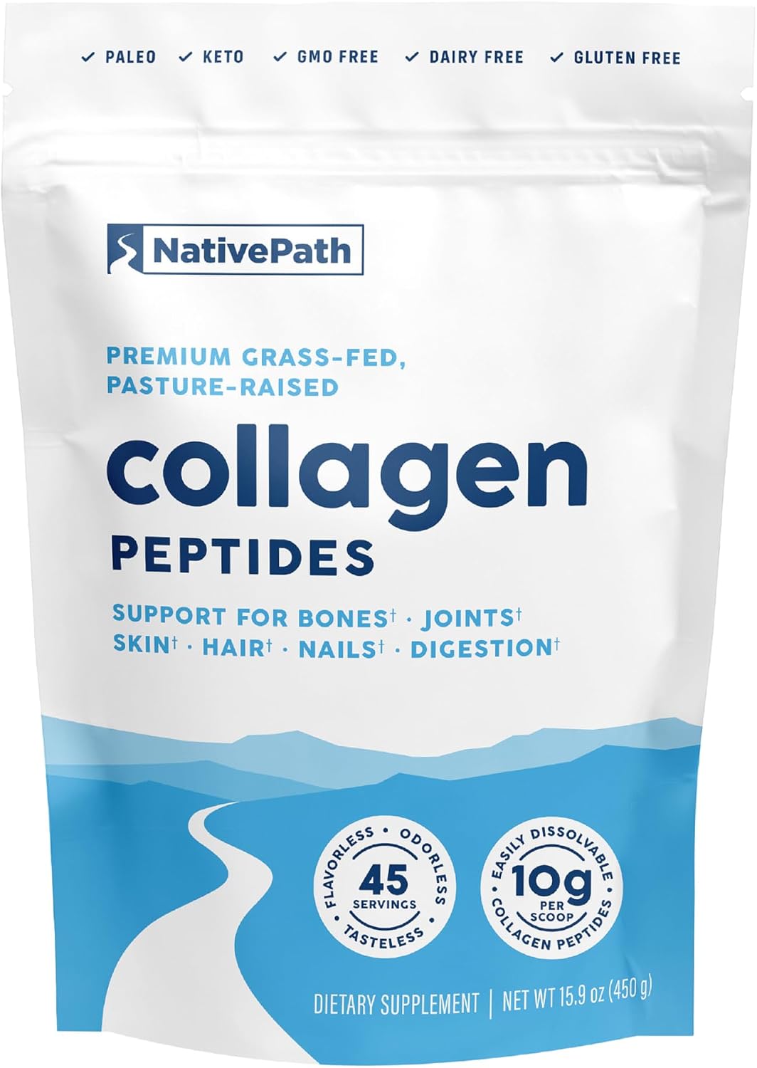 NativePath Collagen Peptides, Grass-Fed Type 1 & 3, 45 Servings
