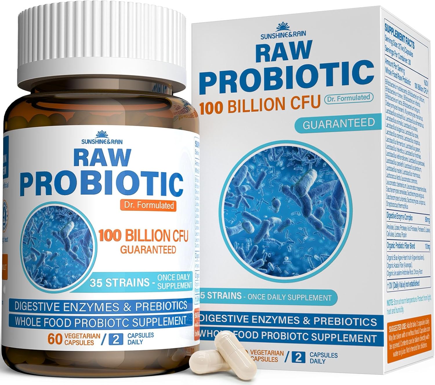 Probiotics for Women and Men, Probiotic + Prebiotic Enzyme Formula for Gut