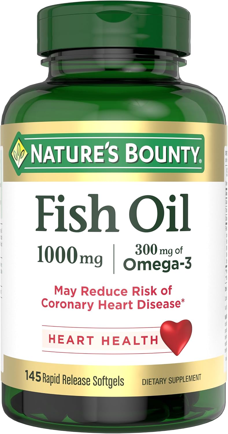 Nature’s Bounty Fish Oil, Supports Heart Health, 1000mg, 145 Count