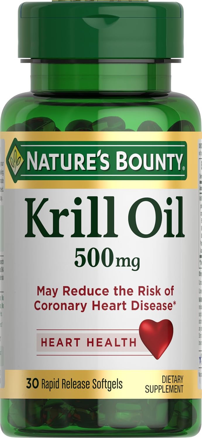 Nature’s Bounty Krill Oil, Heart Health, 500mg, 30 Rapid Release Softgels