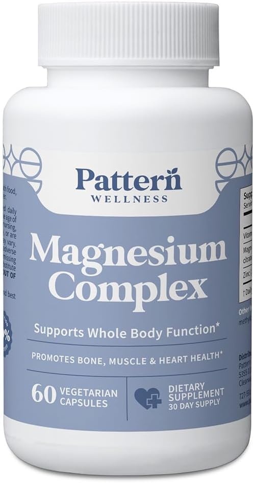 Pattern Wellness Magnesium Complex Supplement – 60 Vegan Capsules
