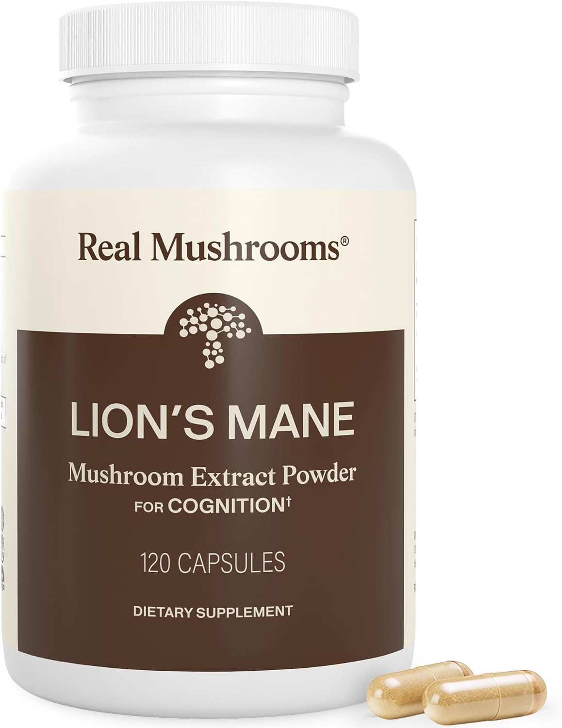 Real Mushrooms Lion’s Mane Capsules, Brain, Focus and Cognition, 120ct