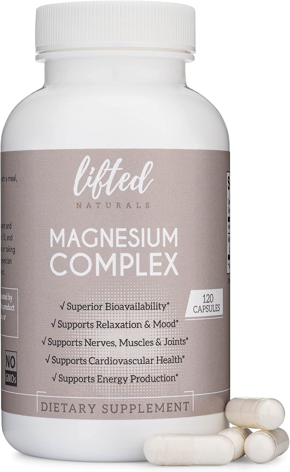 Magnesium Complex – Lifted Naturals Magnesium Supplement w/Bisglycinate, Malate, Taurate –