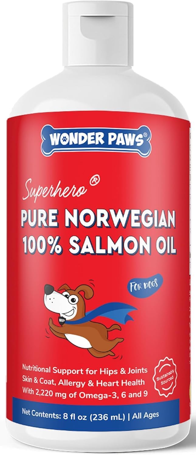Premium Salmon Oil for Dogs – Pure Norwegian Salmon Oil High in Omega 3 EPA & DHA -Powerful Fish