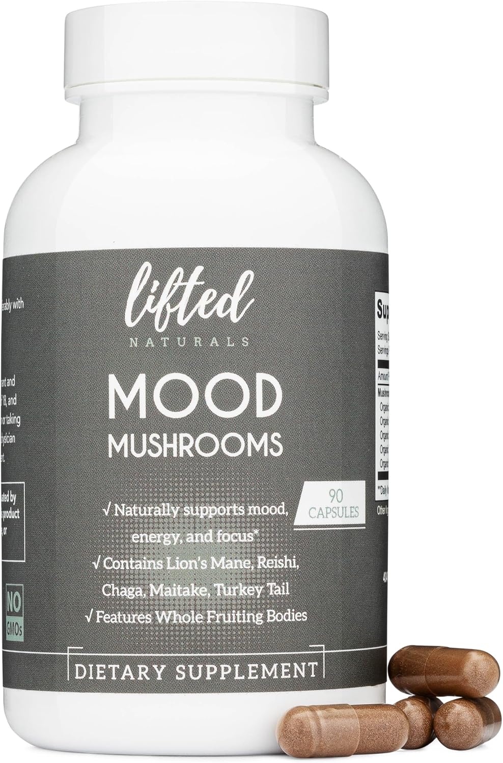 Mood Mushrooms – Lifted Mushroom Supplement – Lion’s Mane, Reishi, Chaga, Turkey Tail,